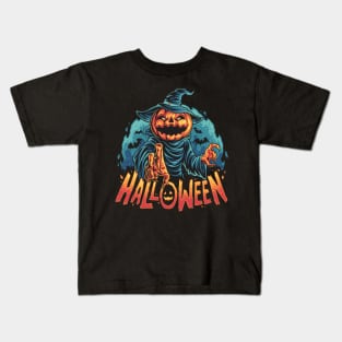 pumpkin head on the graves illustration Kids T-Shirt